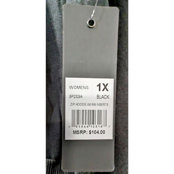 Bebe Sport Black Zip Hoodie with Rib Trim Size 1X NWT - Picture 9 of 9